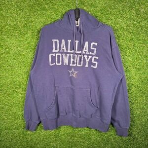 Dallas Cowboys Authentic Mens Large Navy Blue Graphic Hoodie Pullover